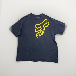 Vintage Y2K Black Fox Racing t-shirt with Yellow logo graphic. Size XL